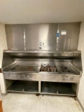 Built-In Kitchen Line, Flat Top Griddle, 2 Fryers, 2-Burner Range, Storage and Hood