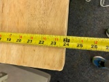 No Photo, but this is a 24in x 24in x 36in H Wood Top Table w/ Lower Shelf