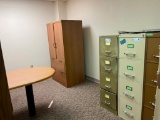 Contents of Room, Cabinet, 3 File Cabinets, L-Shaped Desk