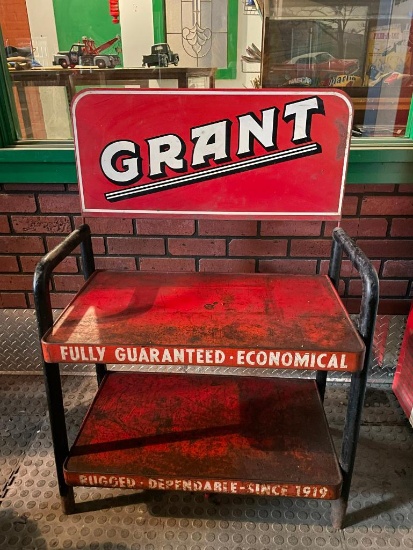 GRANT Batteries Store / Shop Display Stand w/ Beautiful GRANT Marquee Sign 41in x 28in x 16in