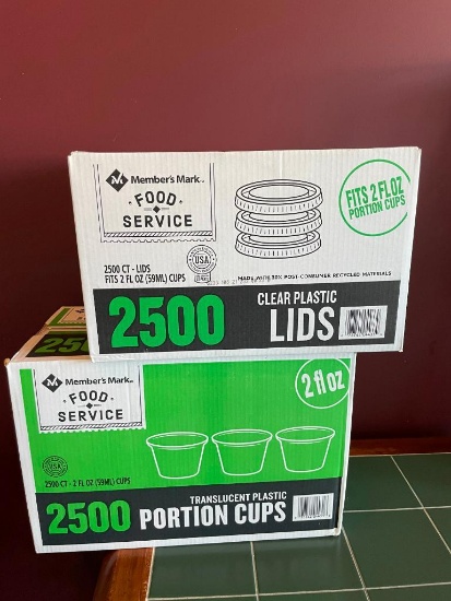 2 Sealed Cases, 2oz Portion Cups and Lids, 1 Case Cups, 1 Case Lids, Sealed, 2,500 Count