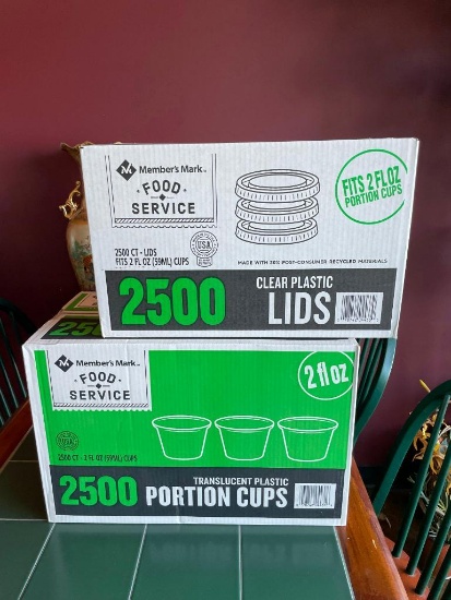 2 Sealed Cases, 2oz Portion Cups and Lids, 1 Case Cups, 1 Case Lids, Sealed, 2,500 Count