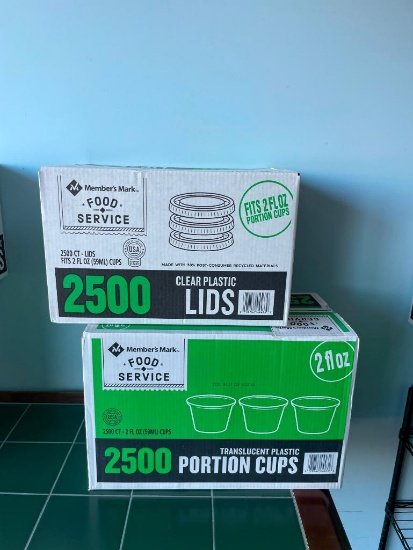 2 Sealed Cases, 2oz Portion Cups and Lids, 1 Case Cups, 1 Case Lids, Sealed, 2,500 Count