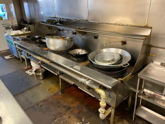 Commercial 5-Burner Wok Range - Buyer to Remove