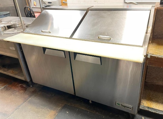SUPRA Model MTPT2R6-1 Refrigerated 2-Door Prep Table w/ Refrigerated Base, 2 Hinged Prep Top Doors &