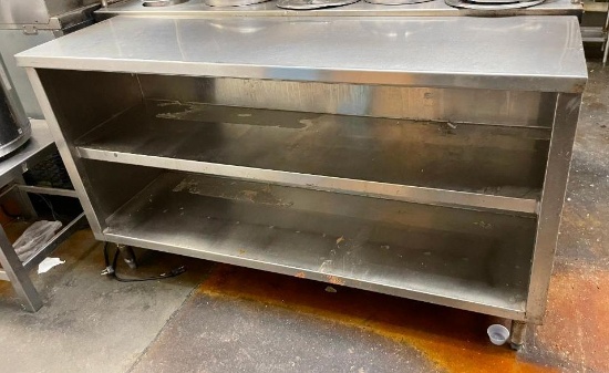Stainless Steel Prep Table Cabinet w/ 2 Shelves, 60in x 18in x 34in h NSF