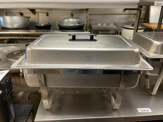 4 Piece Chafing Pan Set, Stand/Rack, Large Pan, Insert Pan, Lid - All Full-Size, NSF - Clean