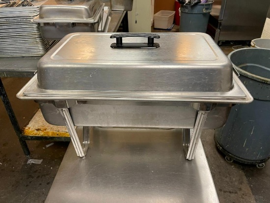 4 Piece Chafing Pan Set, Stand/Rack, Large Pan, Insert Pan, Lid - All Full-Size, NSF - Clean
