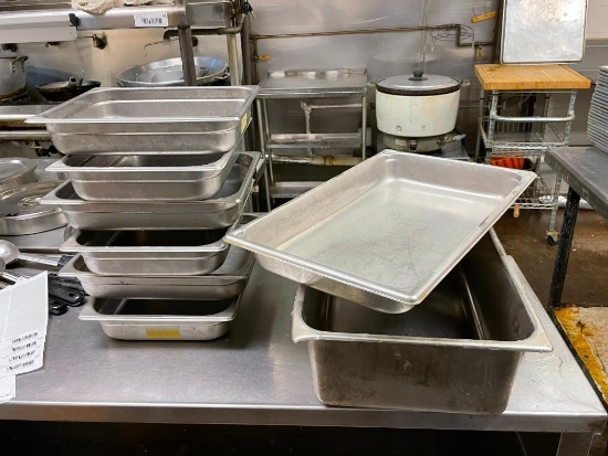 Stainless Steel Steam Pans, 6 - 1/2 Size Pans, Full-Size Pan & Insert Pan, All for One Bid