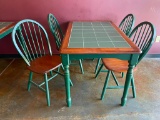 Farm House Table w/ 4 Chairs, Tile Top Table, 48in x 30in x 30in, Windsor Style Chairs