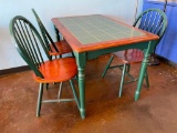 Farm House Table w/ 3 Chairs, Tile Top Table, 48in x 30in x 30in, Windsor Style Chairs