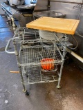 Chrome Utility Cart w/ 2 Lower Shelves and Cutting Board, Mobile Cart, 16in x 22in x 36in, NSF