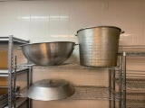Huge Stainless Steel Bowl and Perforated Stock Pot & Large Lid, See Images for Sizes