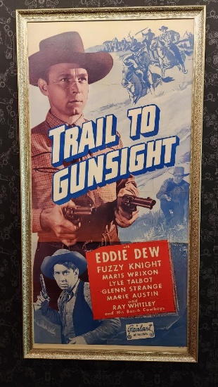 1940's / 1950's Three Sheet Vintage Movie Poster, Framed - Trails to Gunsight
