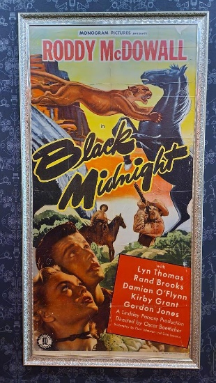 1940's / 1950's Three Sheet Vintage Movie Poster, Framed - Black Midnight