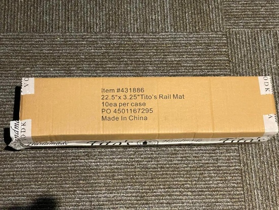Case of 10, Tito's Vodka Rubber Rail Mats, 22.5in x 3.25in