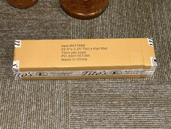 Case of 10, Tito's Vodka Rubber Rail Mats, 22.5in x 3.25in
