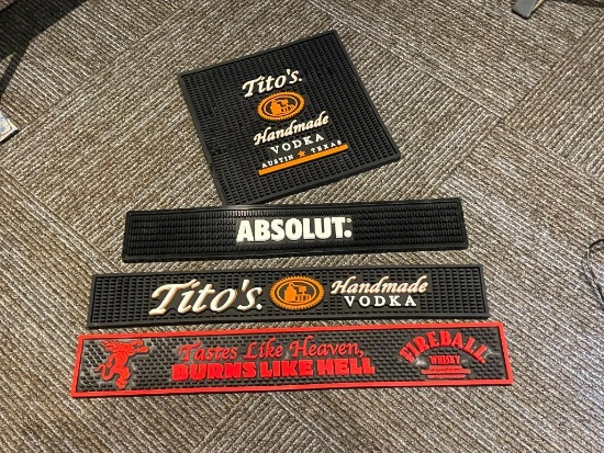 Lot of 4 Tito's Vodka + Rubber Bar Mats