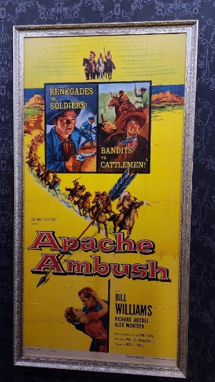 1940's / 1950's Three Sheet Vintage Movie Poster, Framed - Apache Ambush