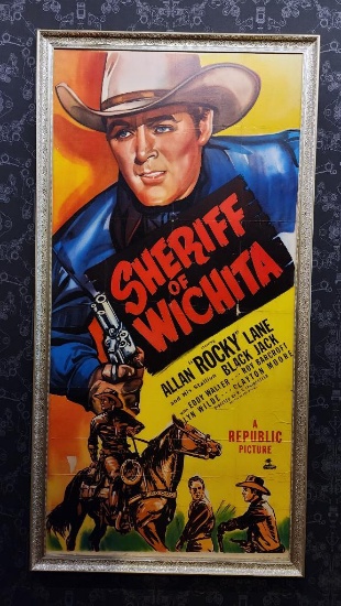 1940's / 1950's Three Sheet Vintage Movie Poster, Framed - Sheriff of Wichita