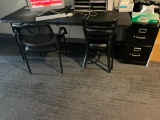 Folding Table, 2 Chairs, File Cabinet
