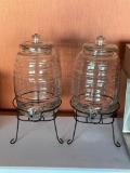 2 Glass Drink Dispensers w/ Stands