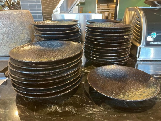 Playground Sea 9-1/8in Round Coupe Stoneware Plates, Lot of 57