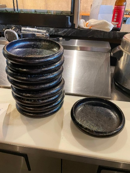 Lot of 9, Playground Sea 8in Round Flat Stoneware Bowls or Raised Edge Plates