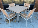All-Weather Patio Table w/ Ornate Iron Base & 4 Matching Chairs,