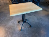 Restaurant Table, Solid Rock Maple Butcher Block Top, Antique Black Iron Ornate Base
