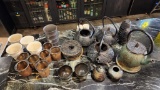 Misc. Serving Pieces Including Large Amount of Cast Iron Small Serving Pieces, Pots