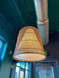Contemporary Mid-Century Modern Japanese Style Wicker Light Fixture w/ LED Lights