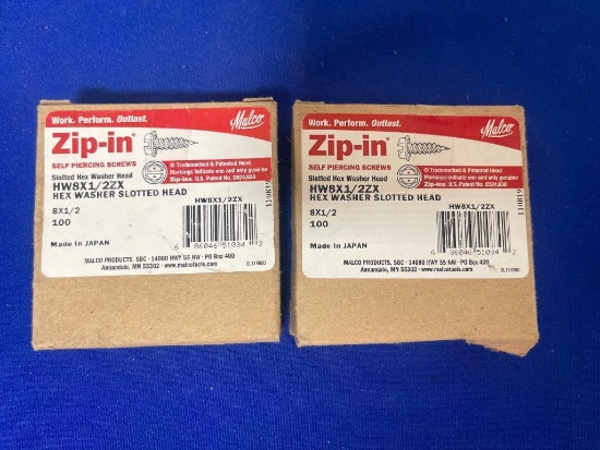 2 box Malco zip-in self piercing screws slotted hex washer head hw8x1/2zx 100ct