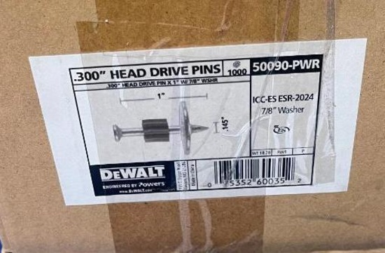 Dewalt .300" head drive pins 1000ct