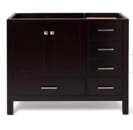 Ariel Cambridge 42in Right Offset Single Sink, Cabinet in Espresso