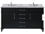 Home Decorators Collection Aberdeen Bath Vanity, black w/ White Marble Carrara Top 60B 60in x 22in x