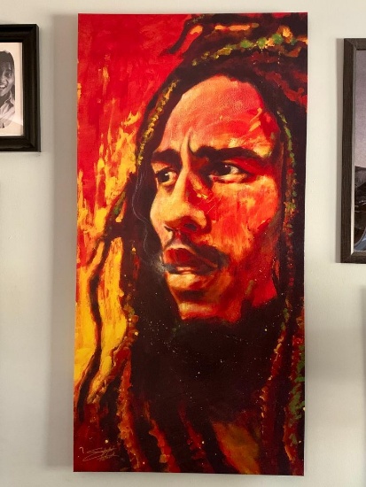 Bob Marley Painting on Canvas 53" x 27"