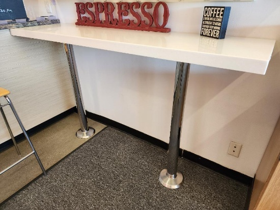 Double Pedestal White Laminate Top Table w/ 2 Chrome Bases, 72in x 18in x 41in