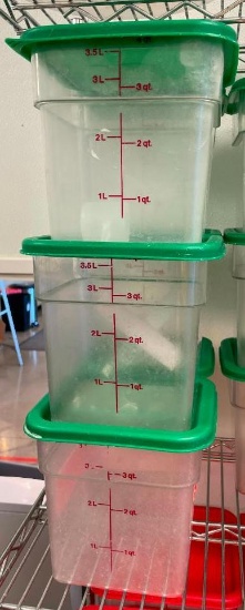 Lot of 3, 4-Quart Clear Square Food Storage Containers w/ Lids