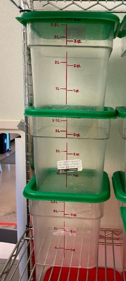 Lot of 3, 4-Quart Clear Square Food Storage Containers w/ Lids