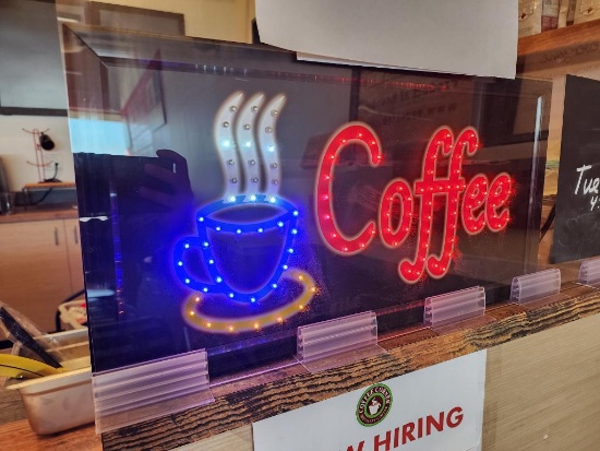 LED Coffee Sign, 19in x 10in