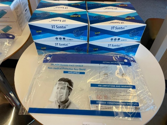 PPP Lot, 8 Boxes of Face Masks (400 Total Masks) and a Couple Face Shields