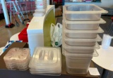 Lot of 6, 1/6-Size Cambro Cold Food Pans w/ False Bottoms & Lids
