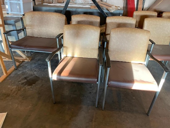 Lot of 4 Matching HD Lobby Chairs w/ Matching Bench / Wide Chair