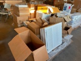 Pallet of Misc. Supplies, Panel Door, TV Mounts, Glove Box Stands, IT Related