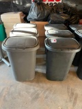 Lot of 6 Rubbermaid 13 Gallon Oval Touch Top Trash Cans