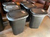 Lot of 6 Rubbermaid 13 Gallon Oval Touch Top Trash Cans