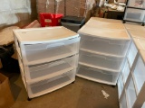 Lot of 3 Sterilite 3-Drawer Rolling Organizer Plastic Cabinets