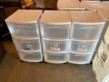 Lot of 3 Sterilite 3-Drawer Rolling Organizer Plastic Cabinets