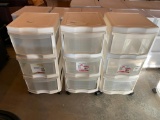 Lot of 3 Sterilite 3-Drawer Rolling Organizer Plastic Cabinets